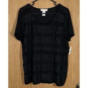 Janeric Women's Sz XL Black Top Layered Tiered Career Stretch Whimsigoth NWT